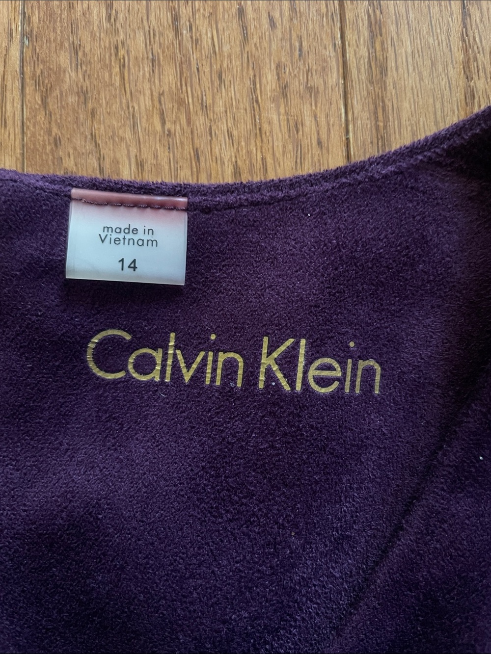 Calvin Klein Plum Faux Suede Sleeveless Shift Dress Women’s Sz 14 NWT - Picture 9 of 9